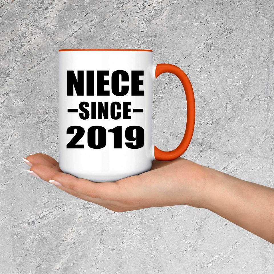 Niece Since 2019 - 15oz Accent Mug Orange