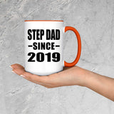 Step Dad Since 2019 - 15oz Accent Mug Orange