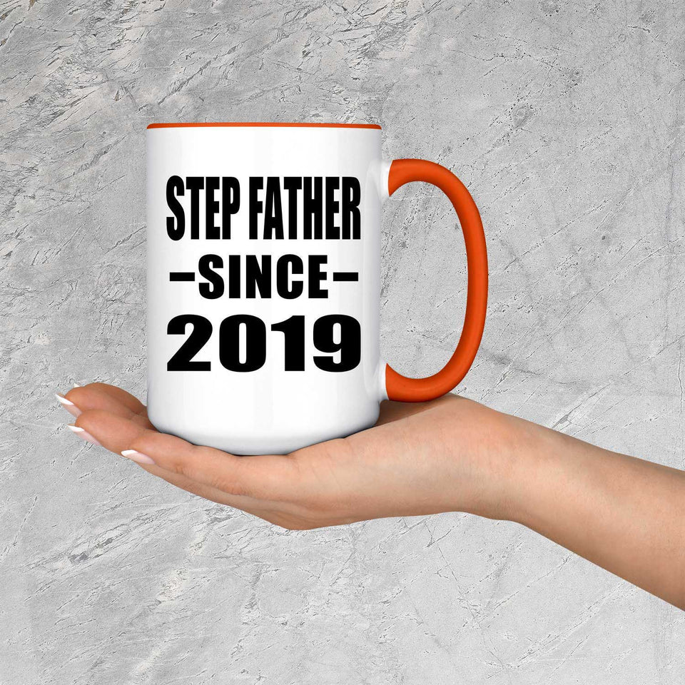 Step Father Since 2019 - 15oz Accent Mug Orange