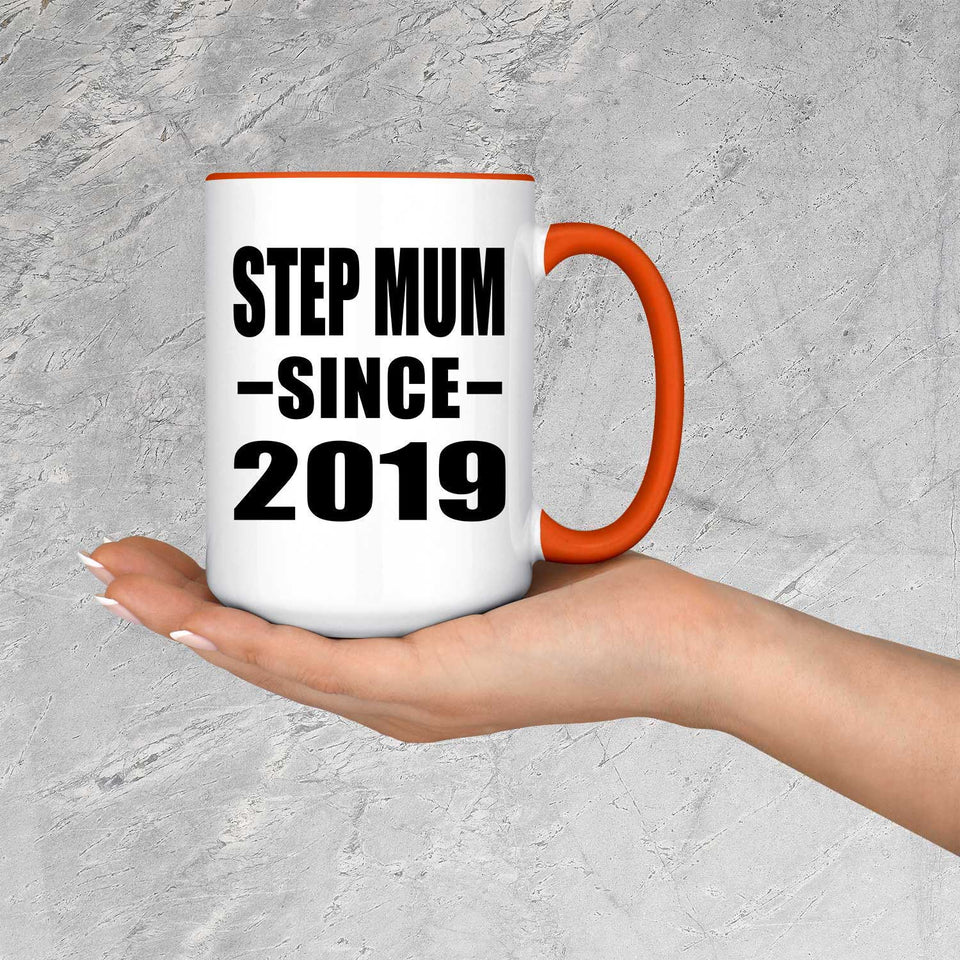 Step Mum Since 2019 - 15oz Accent Mug Orange