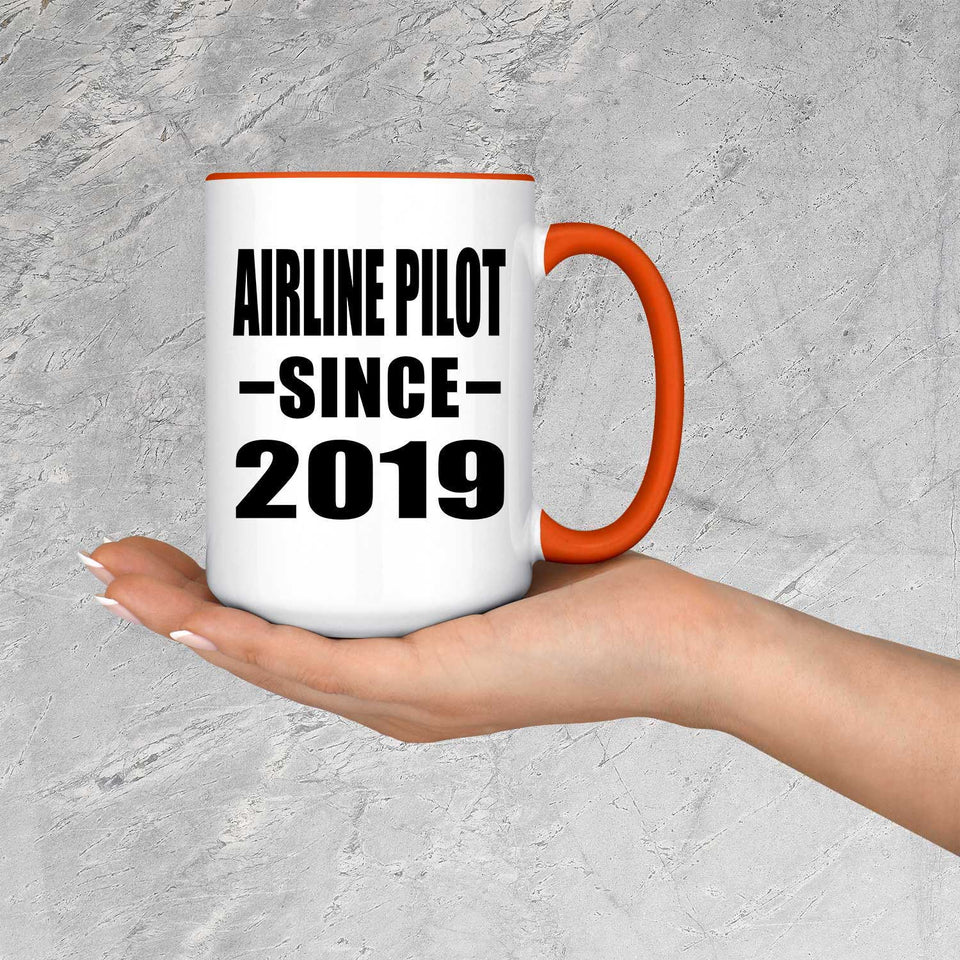 Airline Pilot Since 2019 - 15oz Accent Mug Orange