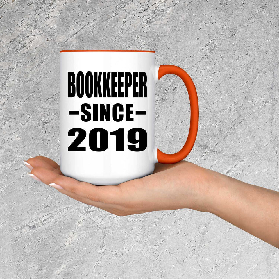 Bookkeeper Since 2019 - 15oz Accent Mug Orange