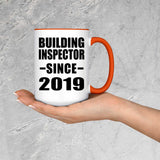 Building Inspector Since 2019 - 15oz Accent Mug Orange