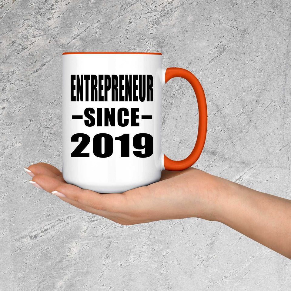 Entrepreneur Since 2019 - 15oz Accent Mug Orange