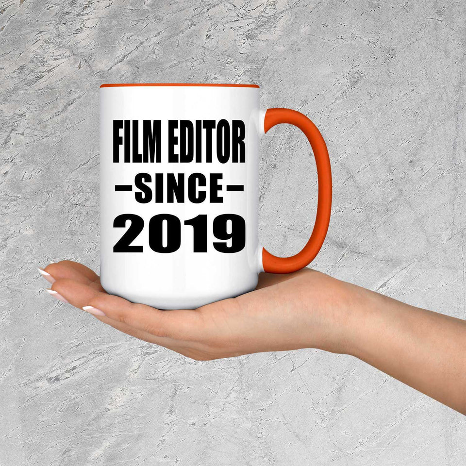 Film Editor Since 2019 - 15oz Accent Mug Orange