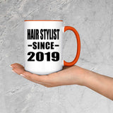 Hair Stylist Since 2019 - 15oz Accent Mug Orange