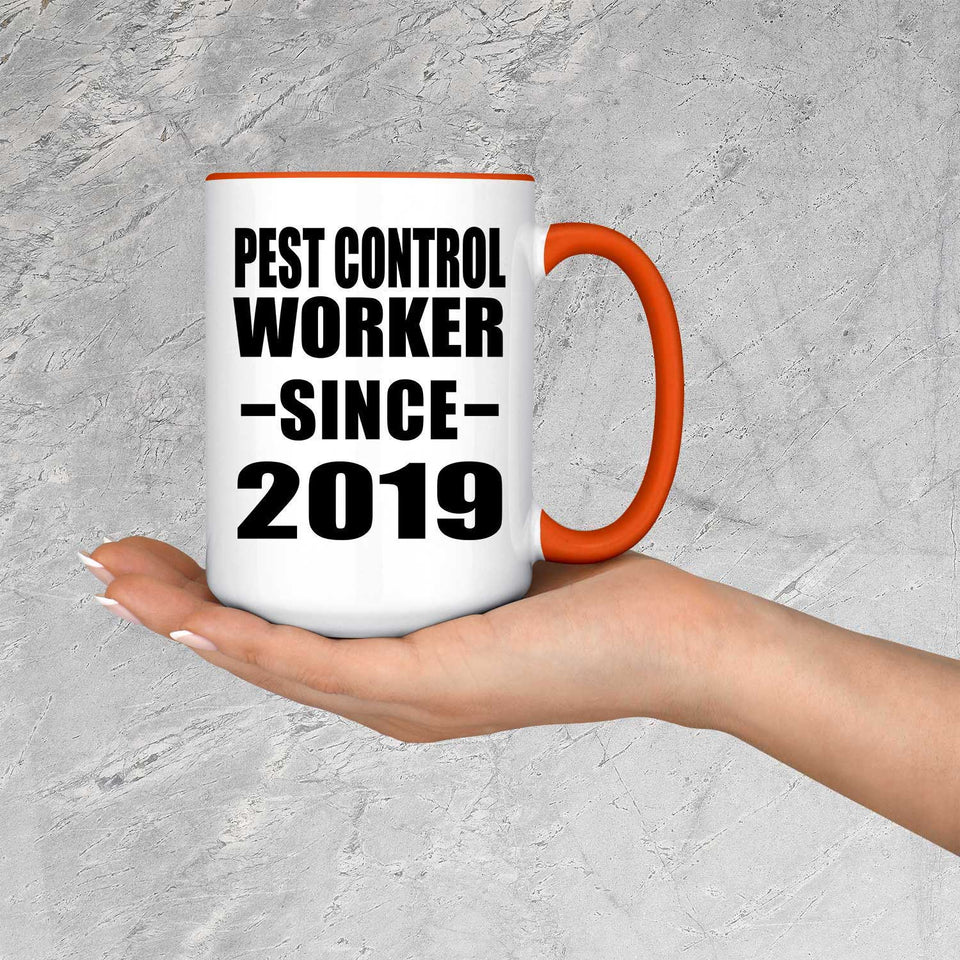 Pest Control Worker Since 2019 - 15oz Accent Mug Orange