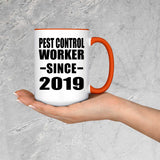 Pest Control Worker Since 2019 - 15oz Accent Mug Orange