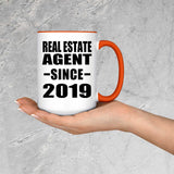 Real Estate Agent Since 2019 - 15oz Accent Mug Orange