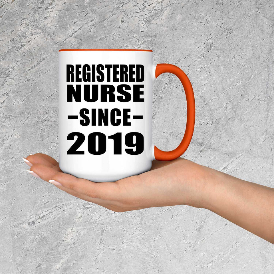 Registered Nurse Since 2019 - 15oz Accent Mug Orange