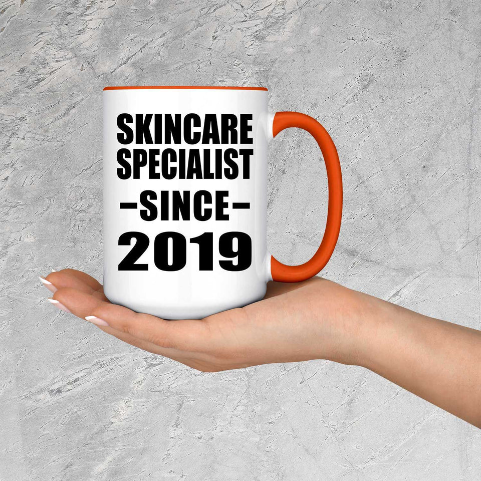 Skincare Specialist Since 2019 - 15oz Accent Mug Orange