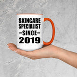 Skincare Specialist Since 2019 - 15oz Accent Mug Orange