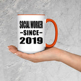Social Worker Since 2019 - 15oz Accent Mug Orange