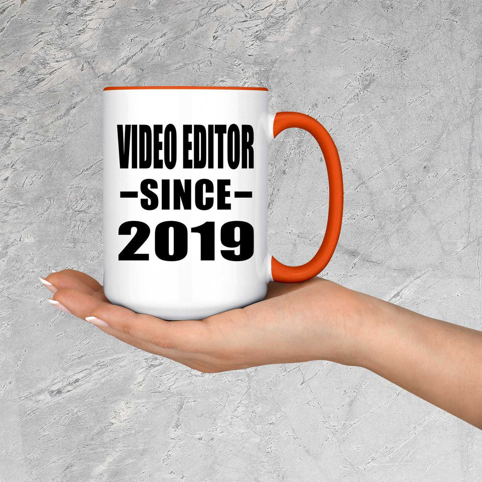 Video Editor Since 2019 - 15oz Accent Mug Orange