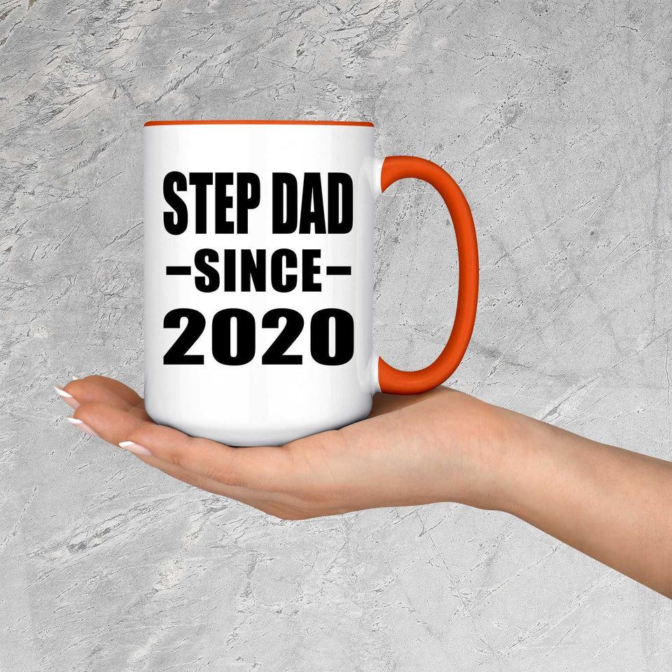 Step Dad Since 2020 - 15oz Accent Mug Orange