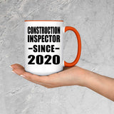 Construction Inspector Since 2020 - 15oz Accent Mug Orange