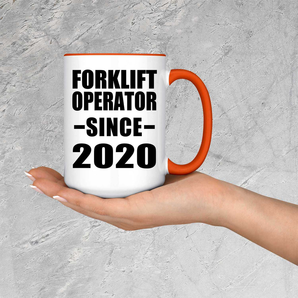 Forklift Operator Since 2020 - 15oz Accent Mug Orange