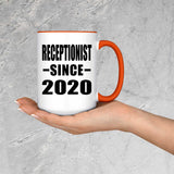 Receptionist Since 2020 - 15oz Accent Mug Orange