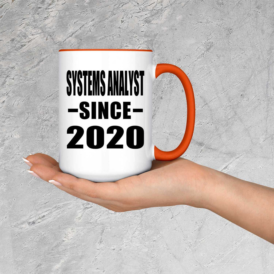 Systems Analyst Since 2020 - 15oz Accent Mug Orange