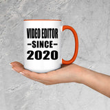 Video Editor Since 2020 - 15oz Accent Mug Orange