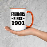 123rd Birthday Fabulous Since 1901 - 15oz Accent Mug Orange