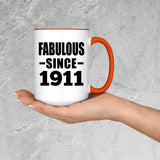 113th Birthday Fabulous Since 1911 - 15oz Accent Mug Orange