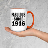108th Birthday Fabulous Since 1916 - 15oz Accent Mug Orange