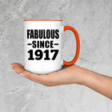 107th Birthday Fabulous Since 1917 - 15oz Accent Mug Orange