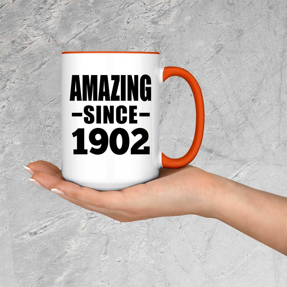 122nd Birthday Amazing Since 1902 - 15oz Accent Mug Orange