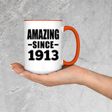 111th Birthday Amazing Since 1913 - 15oz Accent Mug Orange