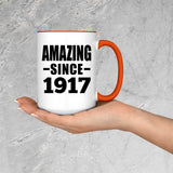 107th Birthday Amazing Since 1917 - 15oz Accent Mug Orange
