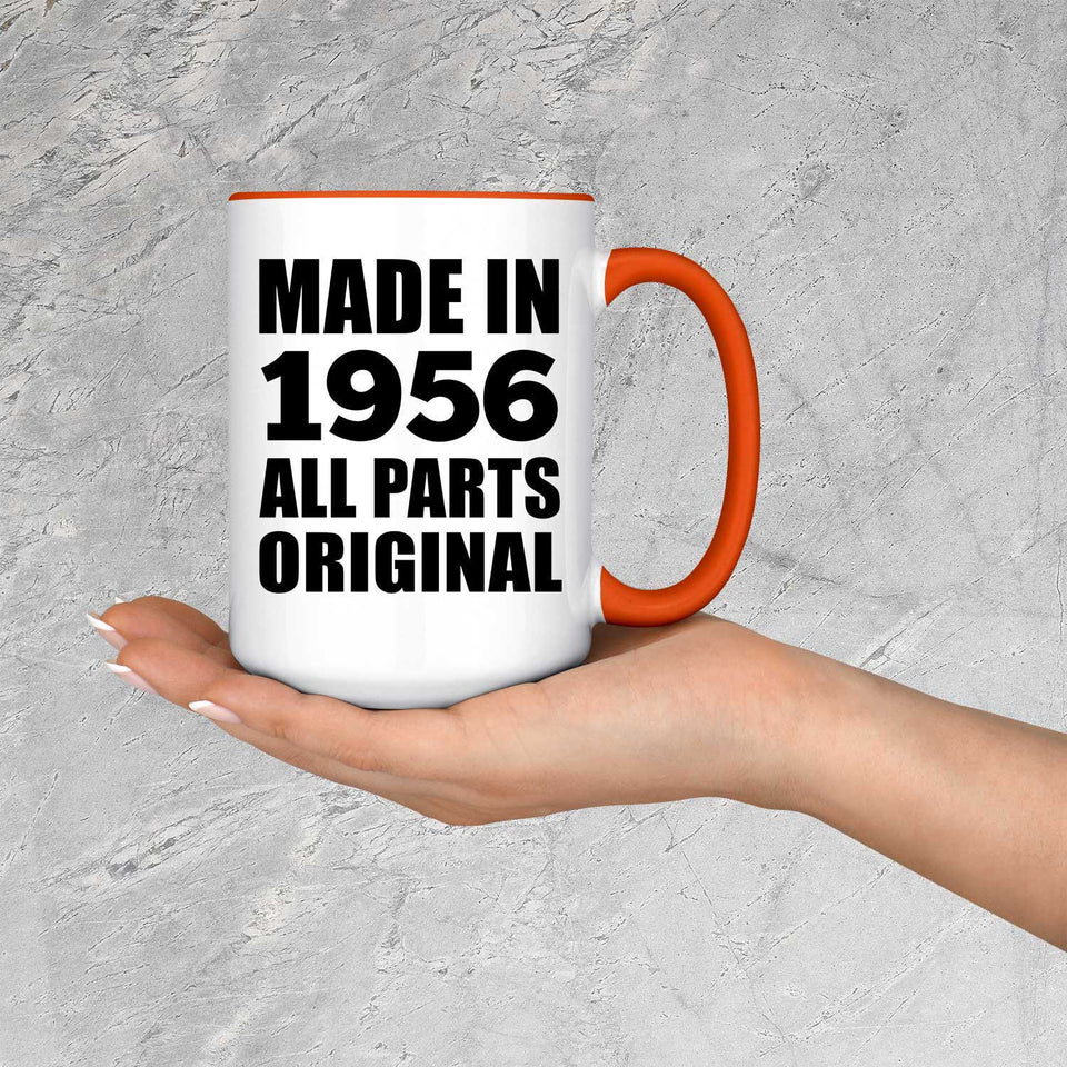 68th Birthday Made in 1956 All Parts Original - 15oz Accent Mug Orange