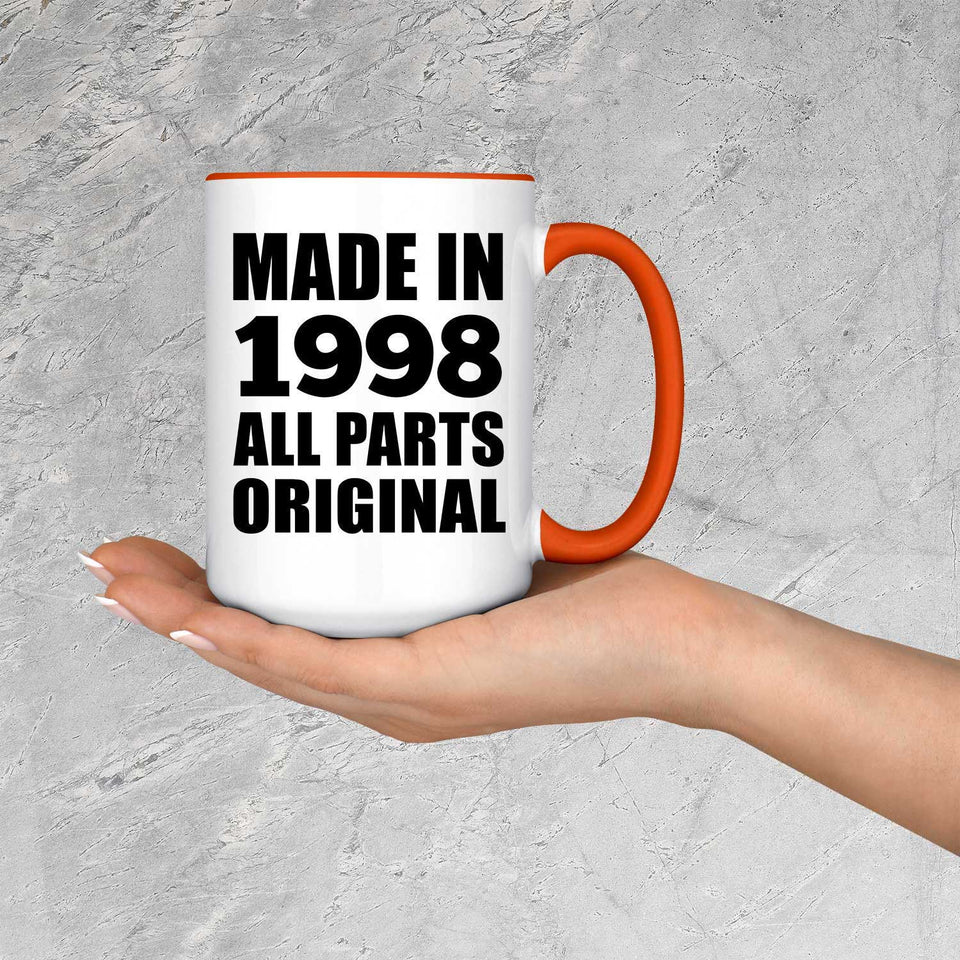 26th Birthday Made in 1998 All Parts Original - 15oz Accent Mug Orange