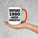 44th Birthday Vintage 1980 Aged Perfectly - 15oz Accent Mug Orange