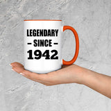 82nd Birthday Legendary Since 1942 - 15oz Accent Mug Orange