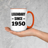 74th Birthday Legendary Since 1950 - 15oz Accent Mug Orange