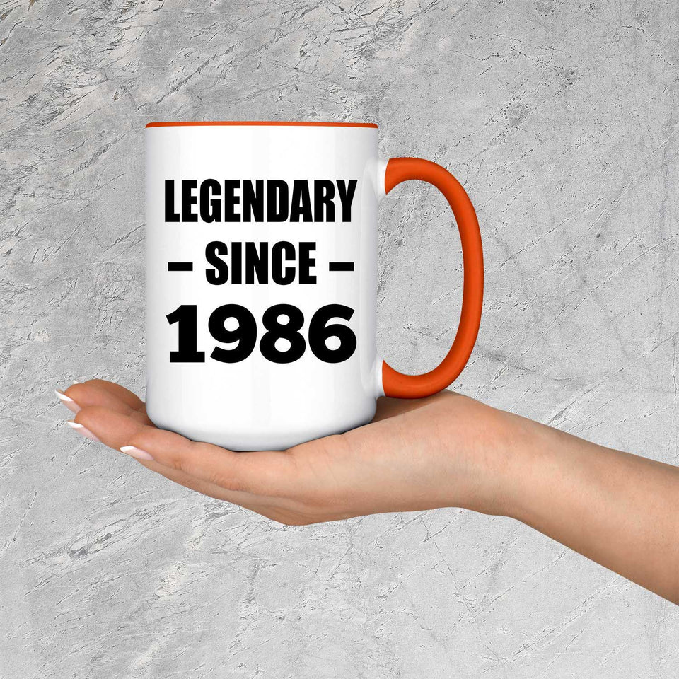 38th Birthday Legendary Since 1986 - 15oz Accent Mug Orange