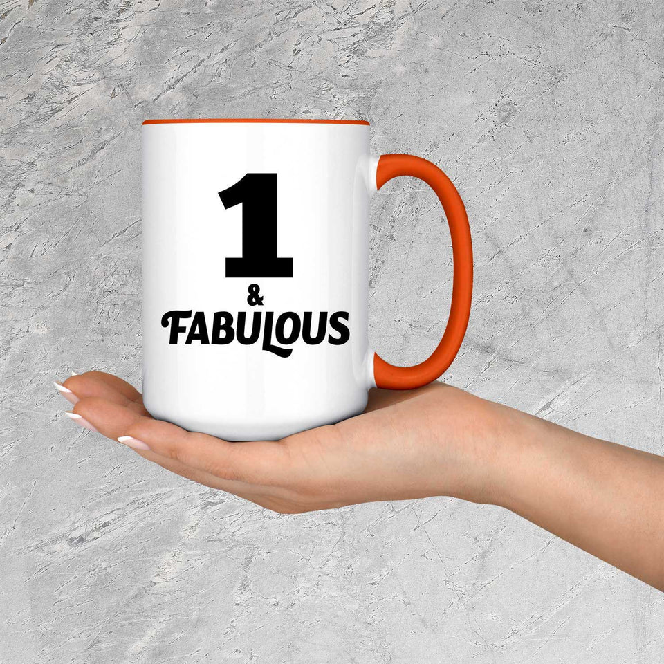 1st Birthday 1 & Fabulous - 15oz Accent Mug Orange
