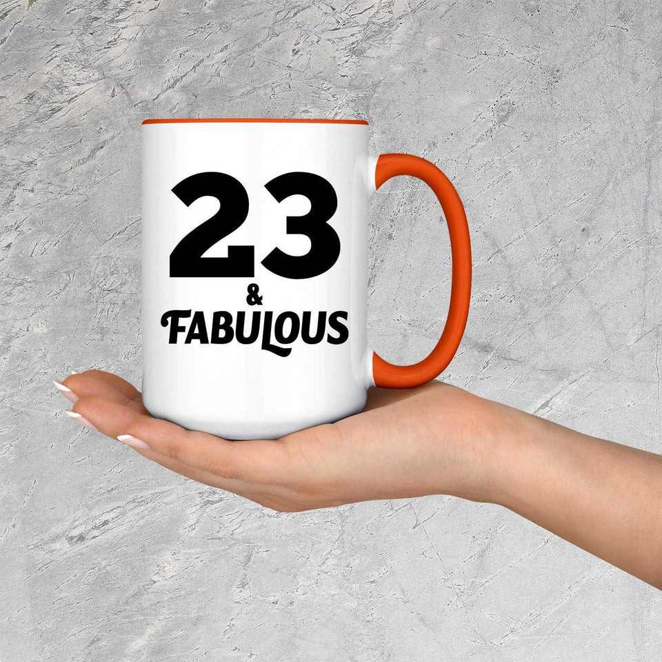 23rd Birthday 23 & Fabulous - 15oz Accent Mug Orange