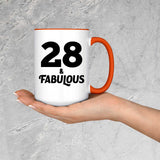 28th Birthday 28 & Fabulous - 15oz Accent Mug Orange