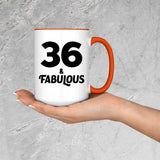 36th Birthday 36 & Fabulous - 15oz Accent Mug Orange