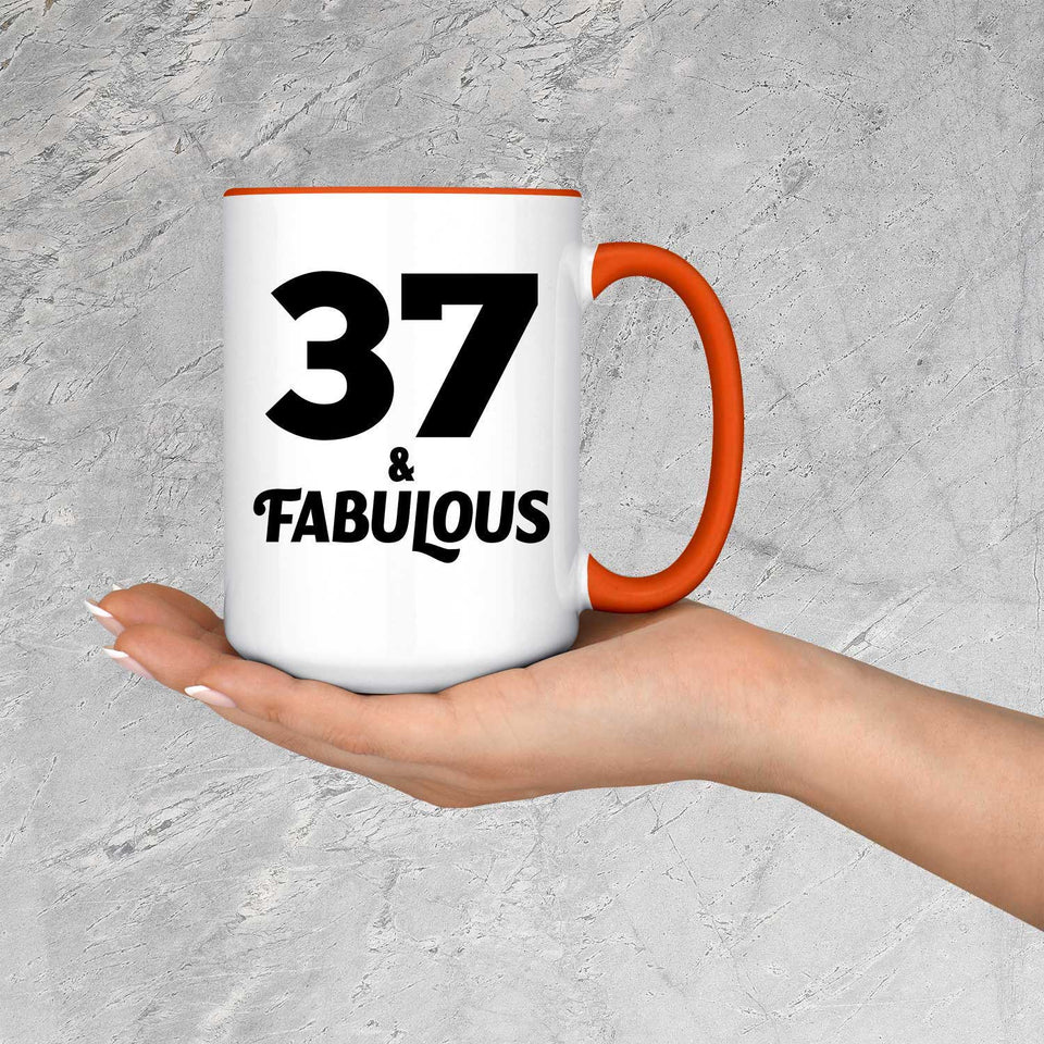 37th Birthday 37 & Fabulous - 15oz Accent Mug Orange