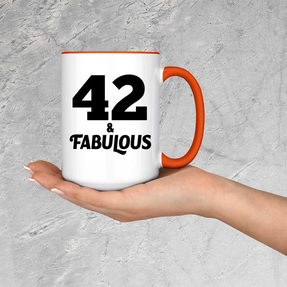 42nd Birthday 42 & Fabulous - 15oz Accent Mug Orange