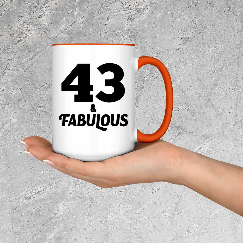 43rd Birthday 43 & Fabulous - 15oz Accent Mug Orange