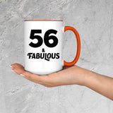 56th Birthday 56 & Fabulous - 15oz Accent Mug Orange