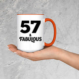 57th Birthday 57 & Fabulous - 15oz Accent Mug Orange
