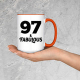 97th Birthday 97 & Fabulous - 15oz Accent Mug Orange