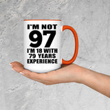 97th Birthday I'm Not 97 I'm 18 With 79 Years Experience - 15oz Accent Mug Orange
