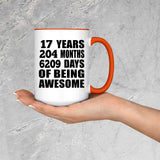 17th Birthday 17 Years 204 Months 6209 Days Of Awesome - 15oz Accent Mug Orange