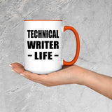 Technical Writer Life - 15oz Accent Mug Orange